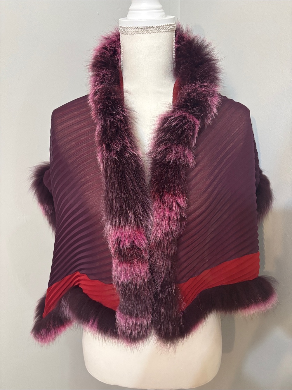 Tarja Niskanen Plum Faux Fur-Trim Women's Scarf